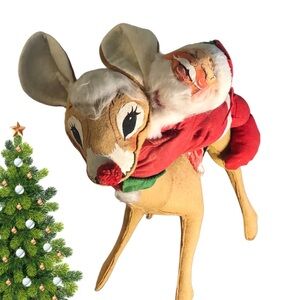 Annalee Vintage Dolls Santa and Rudolph 18” H x 14”W
